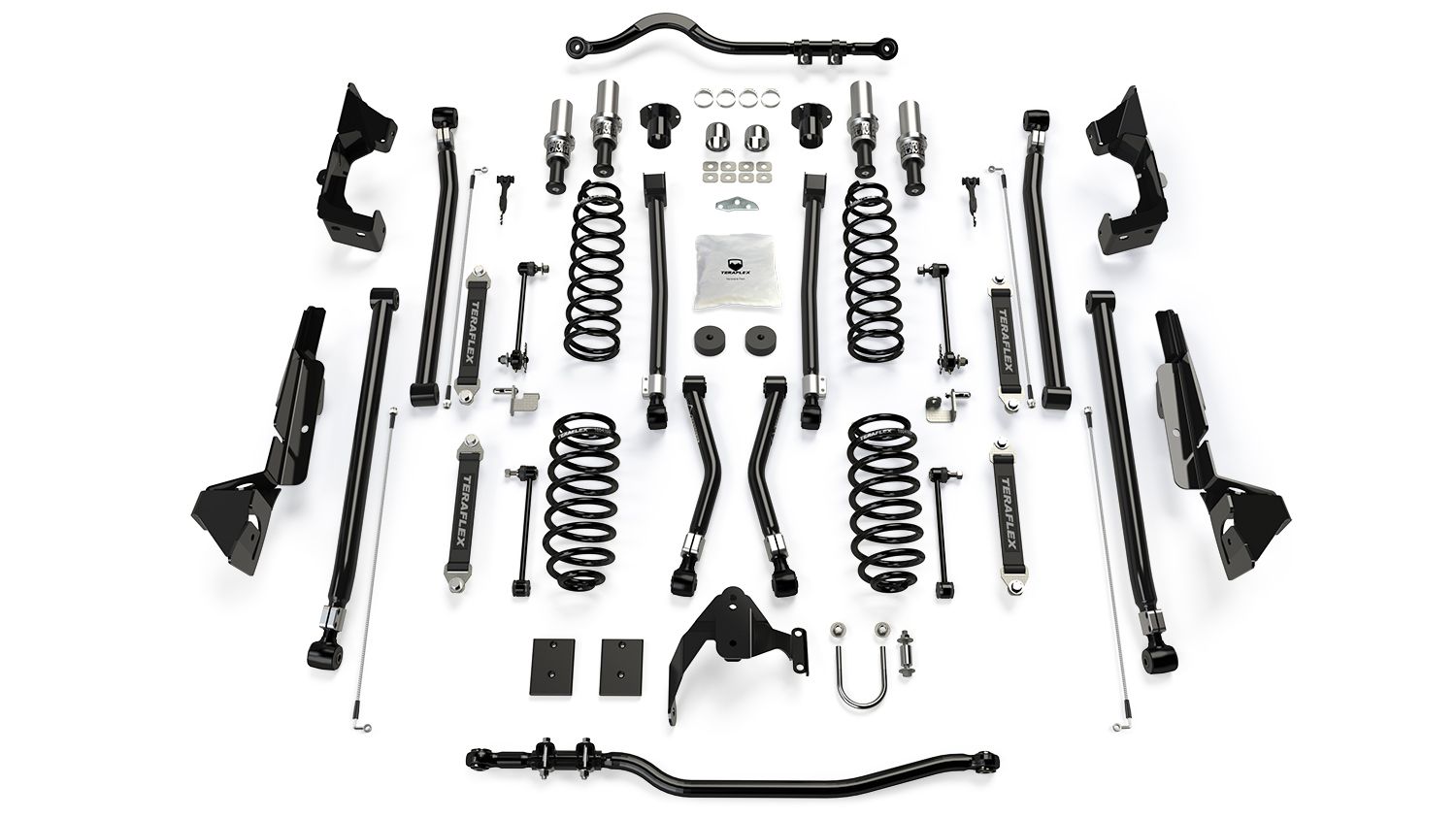 JK 4dr: TeraFlex 4" Alpine CT4 Prerunner Long Arm Suspension System – No Shocks – 1145044