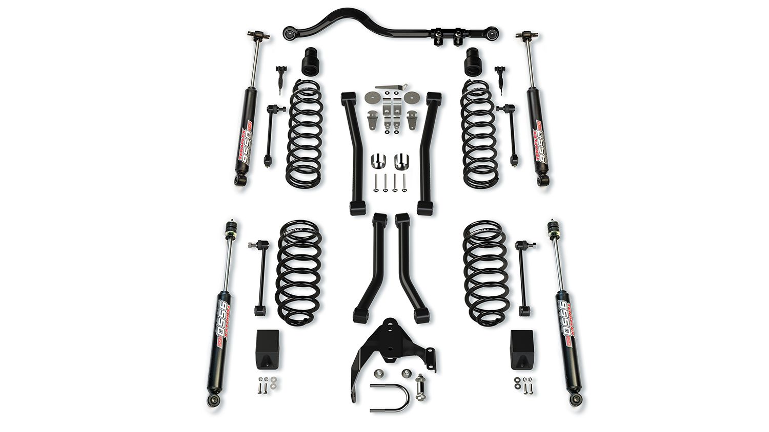 JK 4dr: TeraFlex 3" Suspension System With 4 Sport Control Arms & 9550 VSS Twin-Tube – 1256224