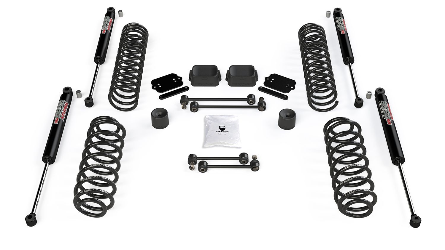 JL 4dr: TeraFlex 2.5" Coil Spring Base Lift Kit & 9550 VSS Twin-Tube Shocks – 1354250