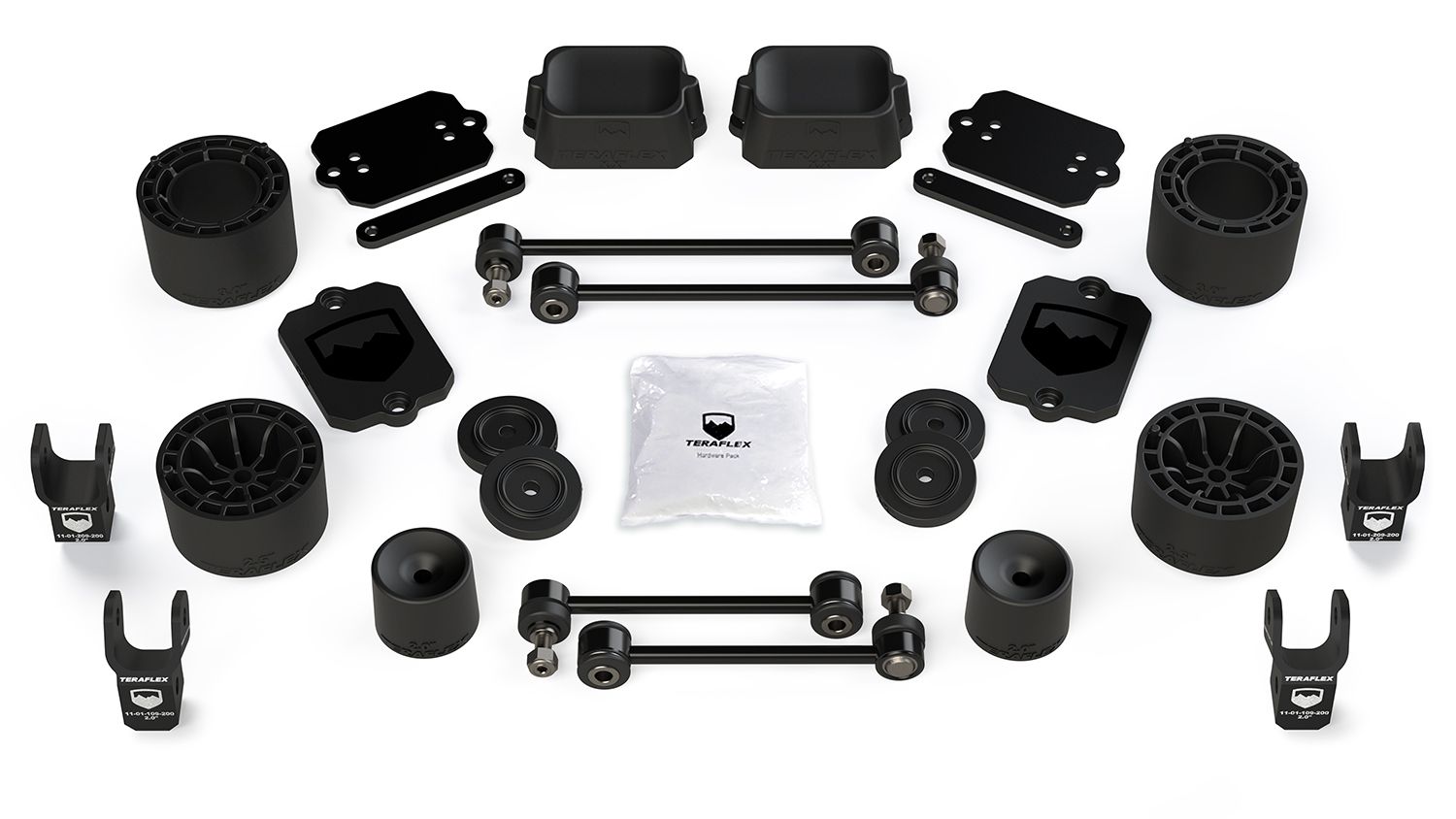 JL 4dr Sport/Sahara: TeraFlex 2.5" Performance Spacer Lift Kit & Shock Extensions – 1365205