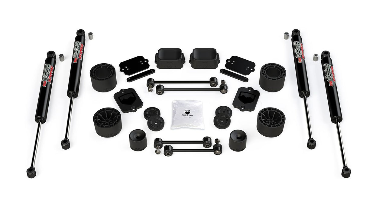 JL 4dr Sport/Sahara: TeraFlex 2.5" Performance Spacer Lift Kit & 9550 VSS Twin-Tube – 1365250