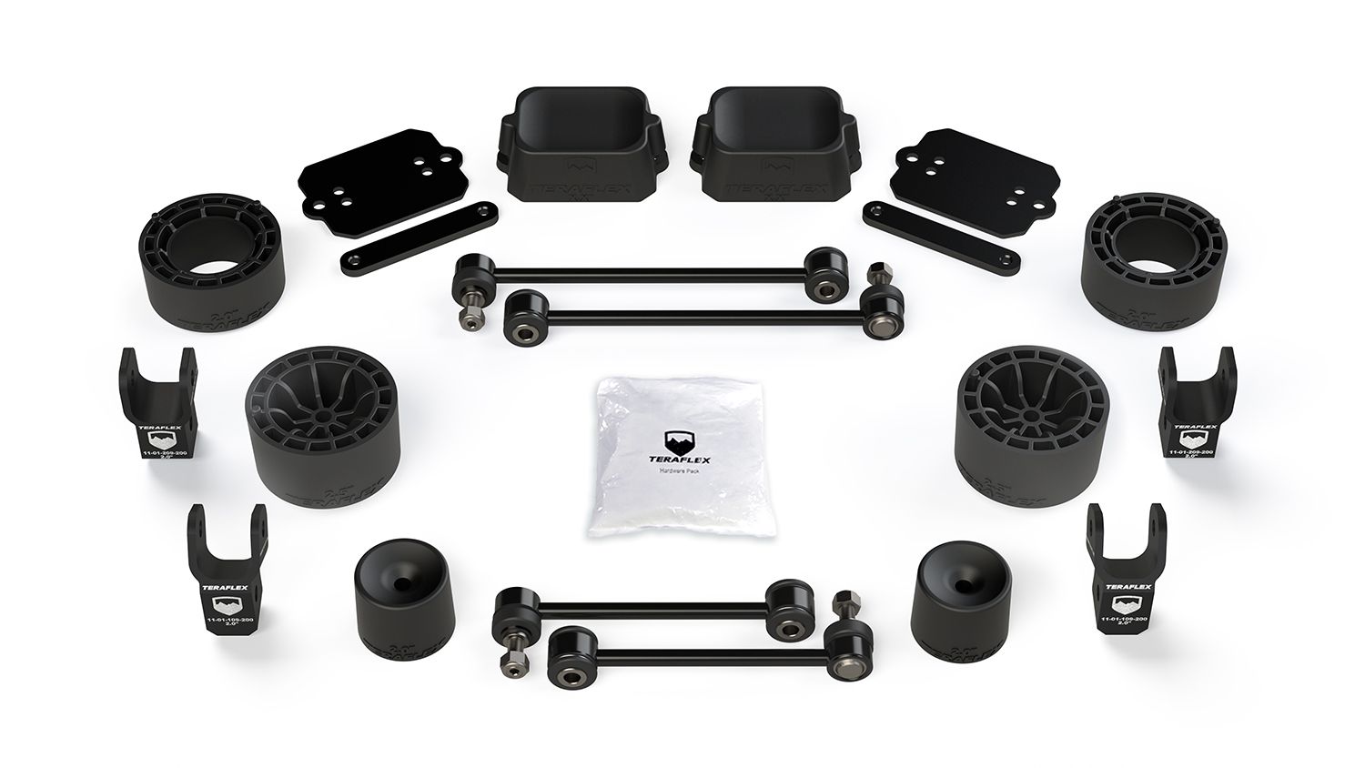 JL 2dr Rubicon: TeraFlex 2.5" Performance Spacer Lift Kit & Shock Extensions – 1365315