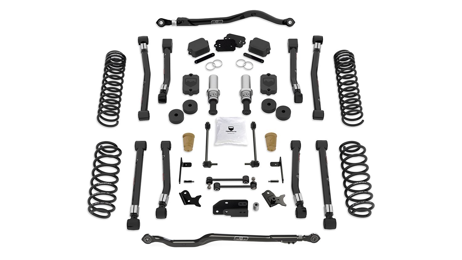 JL 4dr: TeraFlex 2.5" Alpine RT2 Outback Overland Short Arm Suspension System – No Shocks – 1532100