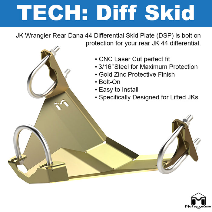 JK Wrangler Rear Dana 44 Differential Skid Plate (DSP)