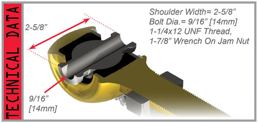 TJ: Control Arm Joint – Rear Upper & Lower – Large Axle End (R.H. Thread)