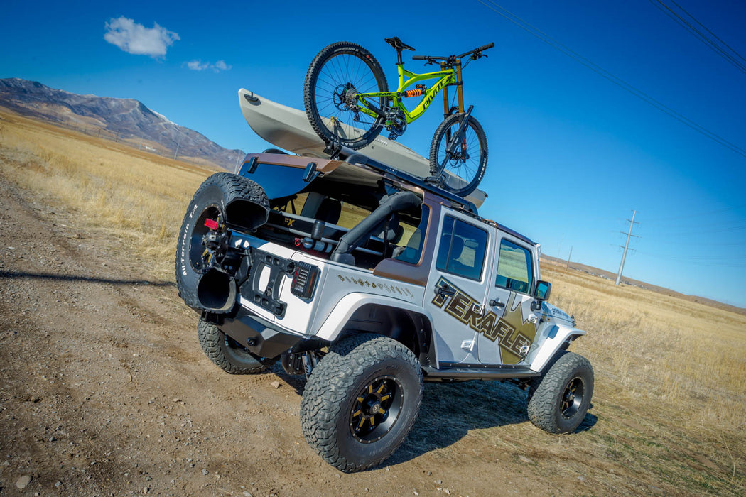 JK: Alpha HD Hinged Spare Tire Carrier & Adjustable Spare Tire Mount Kit – 5x5”