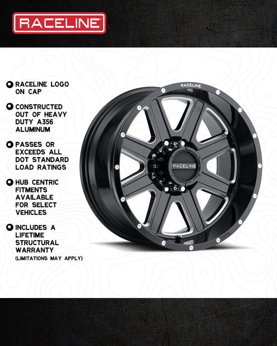 Raceline 940M Hostage Wheel - Gloss Black & Milled