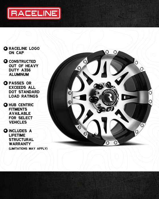 Raceline 982 Raptor Wheel - Black - Machined Face