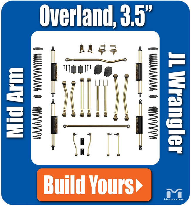 Jeep JL Wrangler 3.5" Rocklander® Overland Suspension & Lift Kit - 2 Door - Rear Geometry: Stock Location