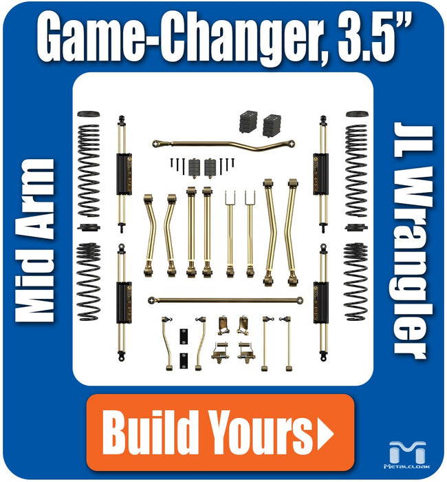 Jeep JL Wrangler 3.5" Game-Changer Suspension & Lift Kit - 4 Door Unlimited - Rear Geometry: Stock Location