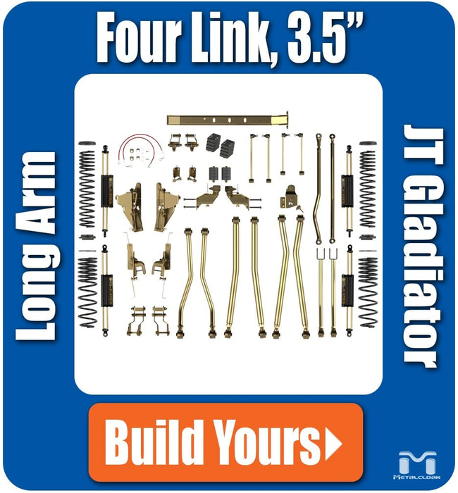 Jeep JT Gladiator 3.5" 4-Link, Bolt-On Long Arm Suspension & Lift Kit - Rear Control Arm Selection: Rear Bolt On Long Arms - Crossmember Style: Crossmember, 3 Bolt Hole Pattern
