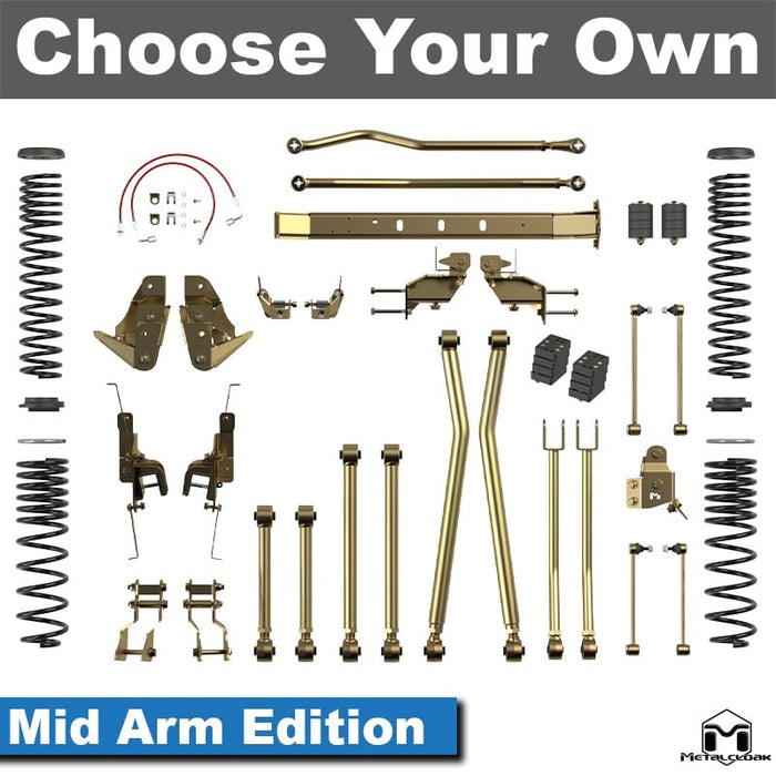Jeep JT Gladiator 3.5" 4-Link, Bolt-On Long Arm Suspension & Lift Kit - Rear Control Arm Selection: Rear Bolt On Long Arms - Crossmember Style: Crossmember, 3 Bolt Hole Pattern