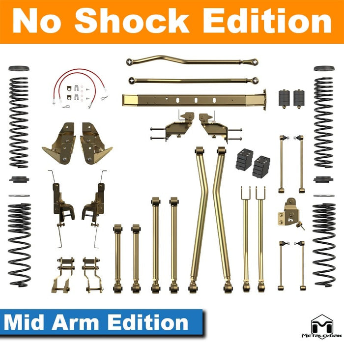 Jeep JT Gladiator 3.5" 4-Link, Bolt-On Long Arm Suspension & Lift Kit - Rear Control Arm Selection: Rear Bolt On Mid Arms - Crossmember Style: Crossmember, 3 Bolt Hole Pattern