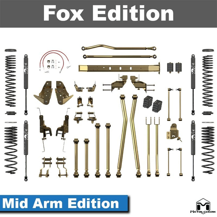 Jeep JT Gladiator 3.5" 4-Link, Bolt-On Long Arm Suspension & Lift Kit - Rear Control Arm Selection: Rear Bolt On Mid Arms - Crossmember Style: Crossmember, 3 Bolt Hole Pattern