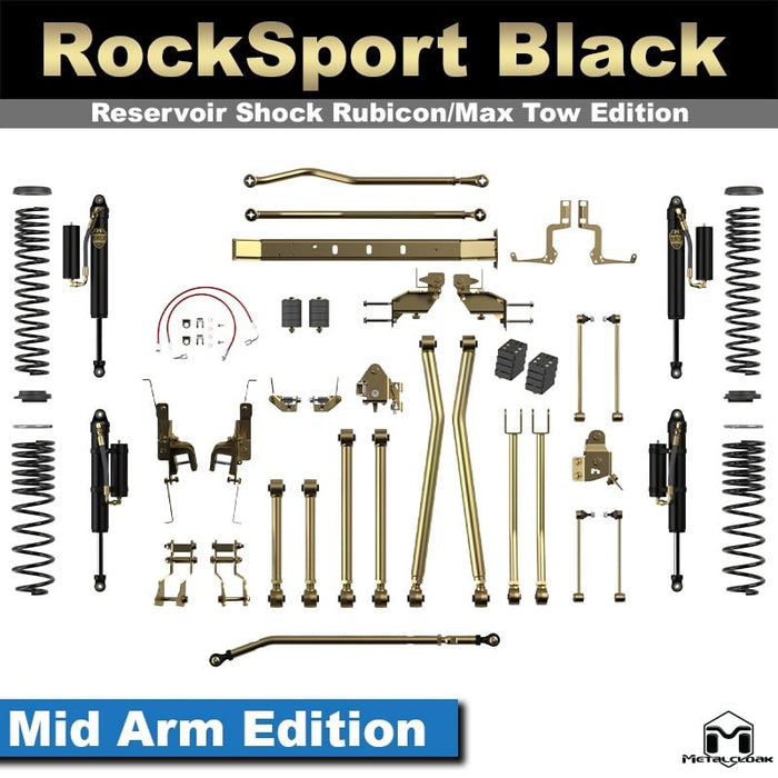 Jeep JT Gladiator 4.5" 4-Link, Bolt-On Long Arm Suspension & Lift Kit - Rear Control Arm Selection: Rear Bolt On Mid Arms - Crossmember Style: Crossmember, 2 Bolt Hole Pattern