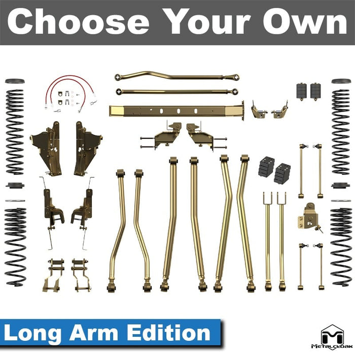 Jeep JT Gladiator 3.5" 4-Link, Bolt-On Long Arm Suspension & Lift Kit - Rear Control Arm Selection: Rear Bolt On Long Arms - Crossmember Style: Crossmember, 3 Bolt Hole Pattern