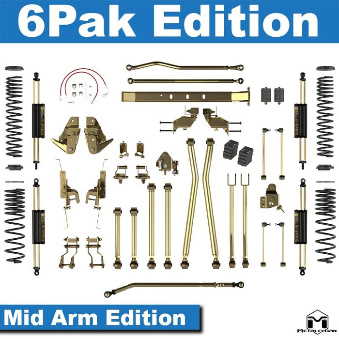 Jeep JT Gladiator 4.5" 4-Link, Bolt-On Long Arm Suspension & Lift Kit - Rear Control Arm Selection: Rear Bolt On Mid Arms - Crossmember Style: Crossmember, 3 Bolt Hole Pattern