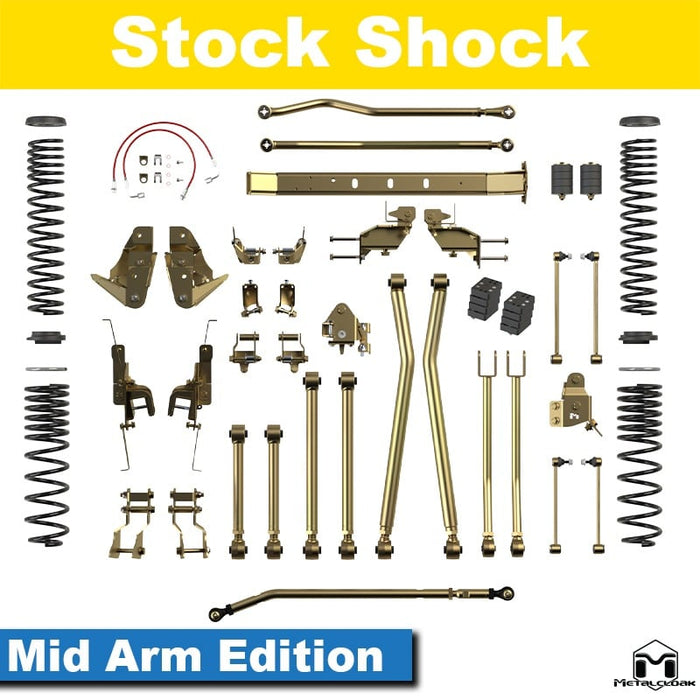 Jeep JT Gladiator 4.5" 4-Link, Bolt-On Long Arm Suspension & Lift Kit - Rear Control Arm Selection: Rear Bolt On Mid Arms - Crossmember Style: Crossmember, 2 Bolt Hole Pattern