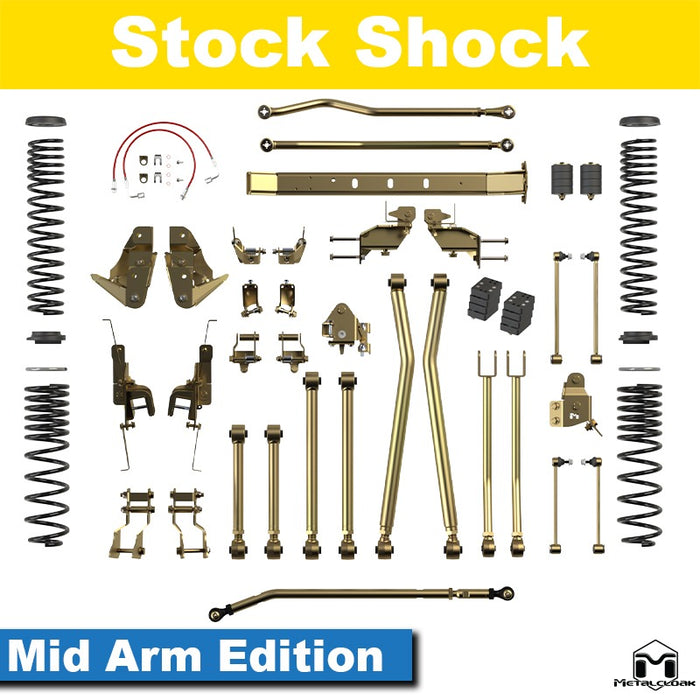 Jeep JT Gladiator 4.5" 4-Link, Bolt-On Long Arm Suspension & Lift Kit - Rear Control Arm Selection: Rear Bolt On Long Arms - Crossmember Style: Crossmember, 2 Bolt Hole Pattern