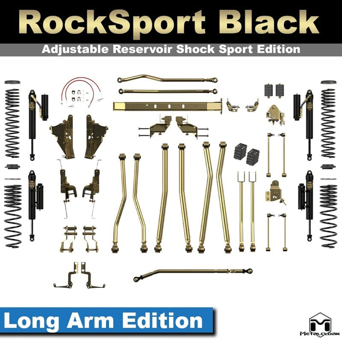 Jeep JT Gladiator 4.5" 4-Link, Bolt-On Long Arm Suspension & Lift Kit - Rear Control Arm Selection: Rear Bolt On Mid Arms - Crossmember Style: Crossmember, 3 Bolt Hole Pattern