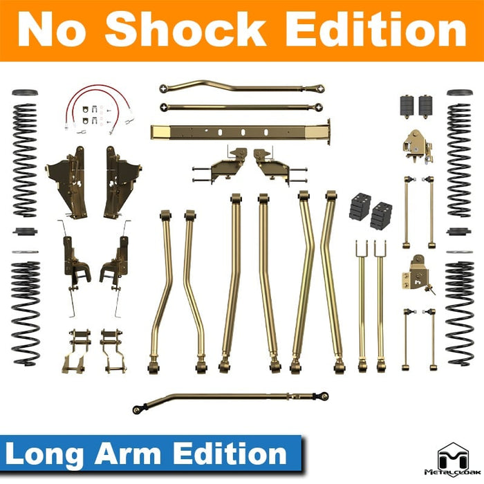 Jeep JT Gladiator 4.5" 4-Link, Bolt-On Long Arm Suspension & Lift Kit - Rear Control Arm Selection: Rear Bolt On Long Arms - Crossmember Style: Crossmember, 3 Bolt Hole Pattern