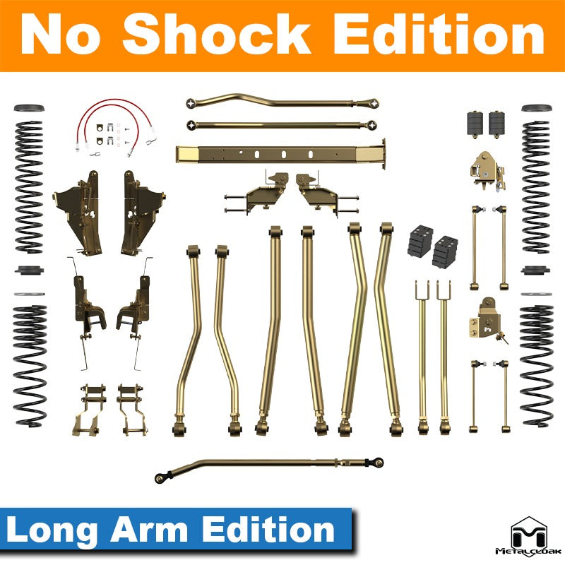 Jeep JT Gladiator 4.5" 4-Link, Bolt-On Long Arm Suspension & Lift Kit - Rear Control Arm Selection: Rear Bolt On Long Arms - Crossmember Style: Crossmember, 2 Bolt Hole Pattern