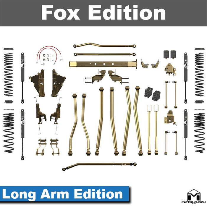 Jeep JT Gladiator 4.5" 4-Link, Bolt-On Long Arm Suspension & Lift Kit - Rear Control Arm Selection: Rear Bolt On Long Arms - Crossmember Style: Crossmember, 2 Bolt Hole Pattern