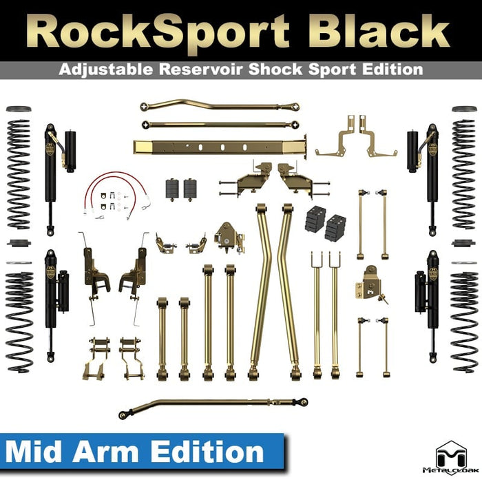 Jeep JT Gladiator 4.5" 4-Link, Bolt-On Long Arm Suspension & Lift Kit - Rear Control Arm Selection: Rear Bolt On Mid Arms - Crossmember Style: Crossmember, 2 Bolt Hole Pattern