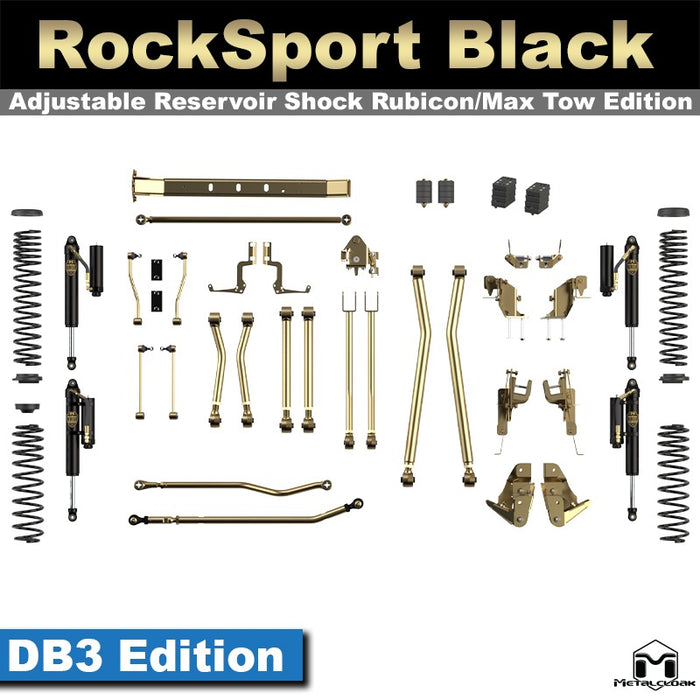 Jeep JL Wrangler 3.5" 4-Link, Bolt-On Long Arm Suspension & Lift Kit, 4-Door - Rear Control Arm Selection: Rear Bolt On Long Arms