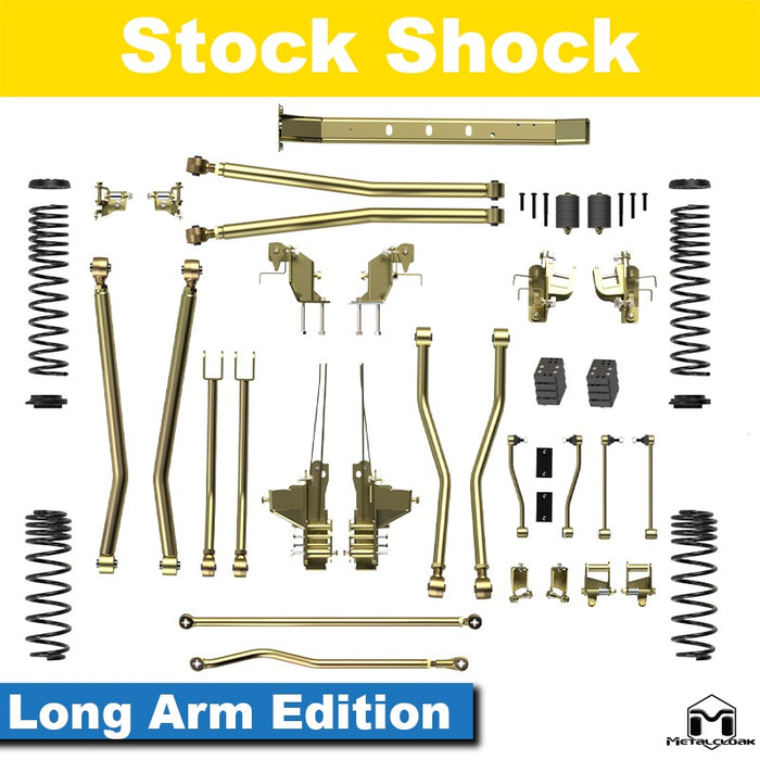 Jeep JL Wrangler 3.5" 4-Link, Bolt-On Long Arm Suspension & Lift Kit, 4-Door - Rear Control Arm Selection: Rear Bolt On Long Arms