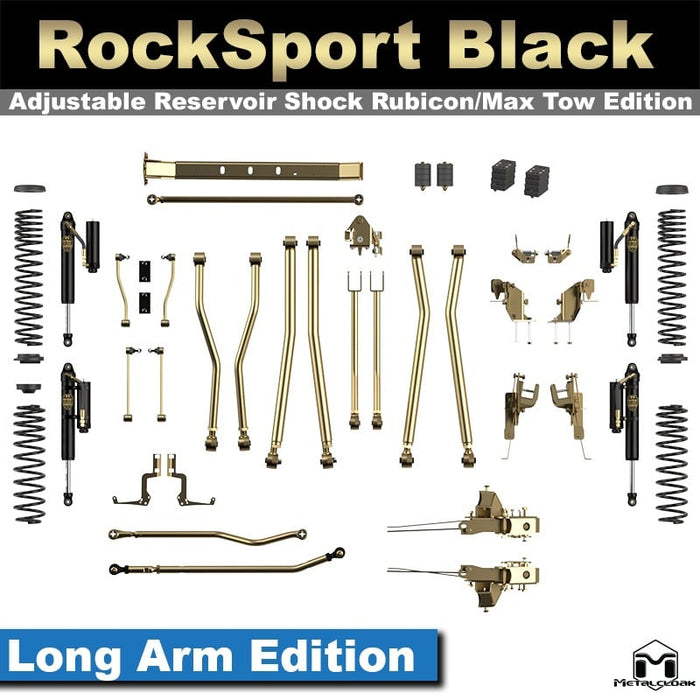 Jeep JL Wrangler 5.5" 4-Link, Bolt-On Long Arm Suspension & Lift Kit, 4-Door - Rear Control Arm Selection: DB3 Geometry Correcting Mid Arm Kit