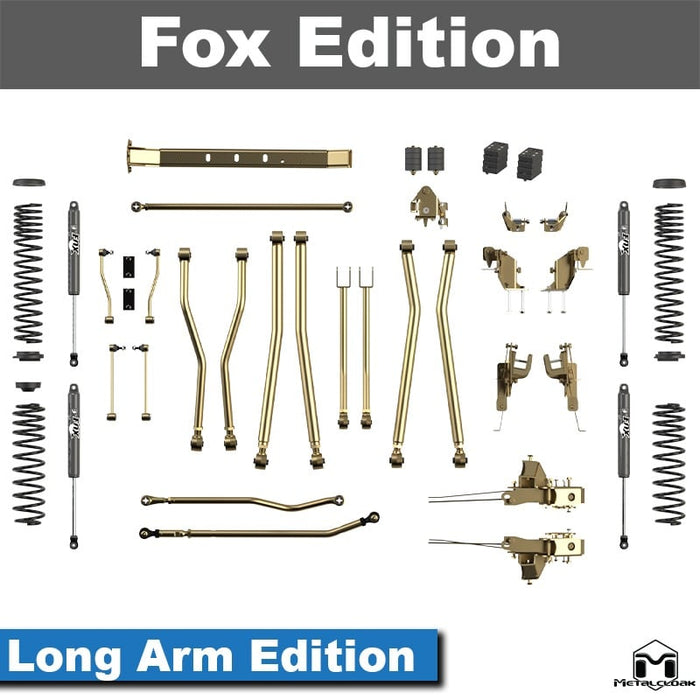 Jeep JL Wrangler 5.5" 4-Link, Bolt-On Long Arm Suspension & Lift Kit, 4-Door - Rear Control Arm Selection: DB3 Geometry Correcting Mid Arm Kit