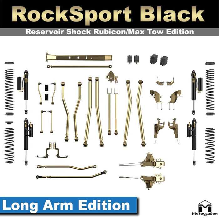 Jeep JL Wrangler 5.5" 4-Link, Bolt-On Long Arm Suspension & Lift Kit, 4-Door - Rear Control Arm Selection: Rear Bolt-On Full Long Arms