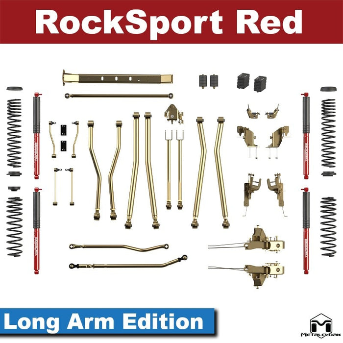 Jeep JL Wrangler 5.5" 4-Link, Bolt-On Long Arm Suspension & Lift Kit, 4-Door - Rear Control Arm Selection: DB3 Geometry Correcting Mid Arm Kit