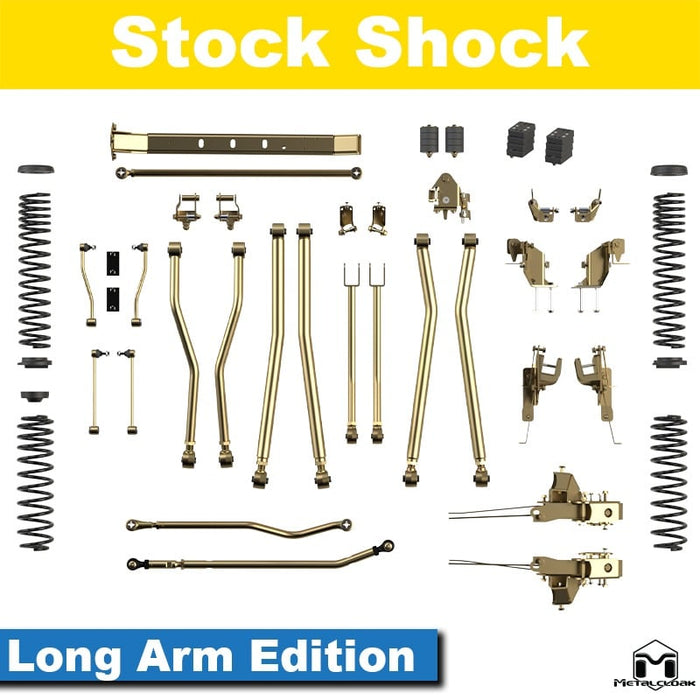 Jeep JL Wrangler 5.5" 4-Link, Bolt-On Long Arm Suspension & Lift Kit, 4-Door - Rear Control Arm Selection: DB3 Geometry Correcting Mid Arm Kit