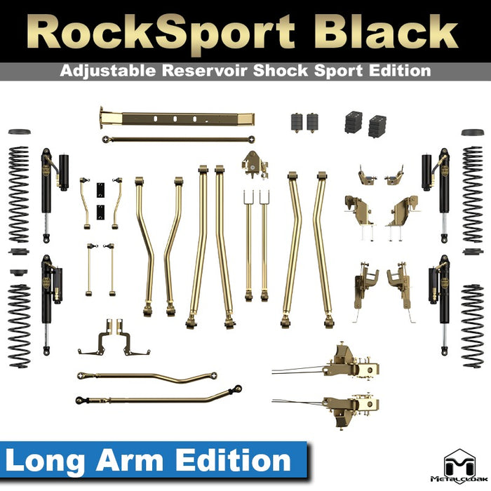 Jeep JL Wrangler 5.5" 4-Link, Bolt-On Long Arm Suspension & Lift Kit, 4-Door - Rear Control Arm Selection: Rear Bolt-On Full Long Arms