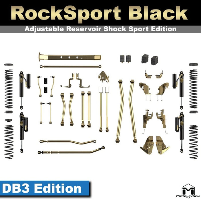 Jeep JL Wrangler 5.5" 4-Link, Bolt-On Long Arm Suspension & Lift Kit, 4-Door - Rear Control Arm Selection: DB3 Geometry Correcting Mid Arm Kit