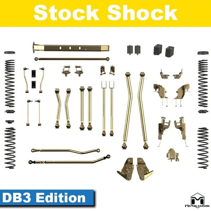 Jeep JL Wrangler 5.5" 4-Link, Bolt-On Long Arm Suspension & Lift Kit, 4-Door - Rear Control Arm Selection: DB3 Geometry Correcting Mid Arm Kit