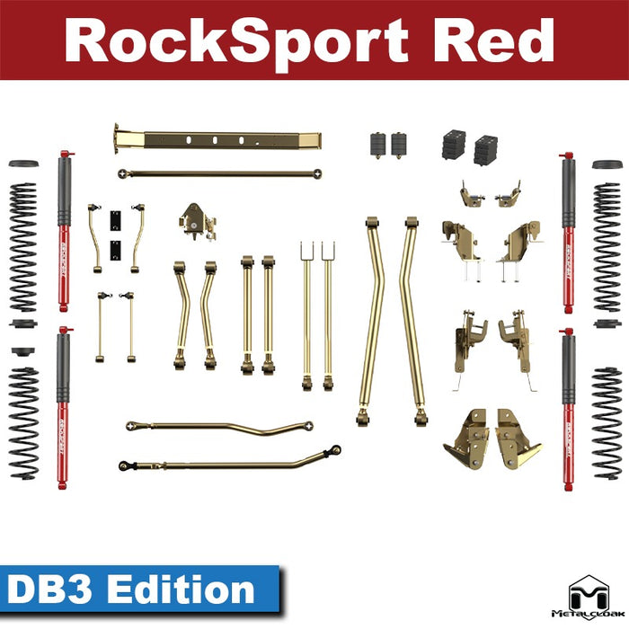 Jeep JL Wrangler 5.5" 4-Link, Bolt-On Long Arm Suspension & Lift Kit, 4-Door - Rear Control Arm Selection: Rear Bolt-On Full Long Arms