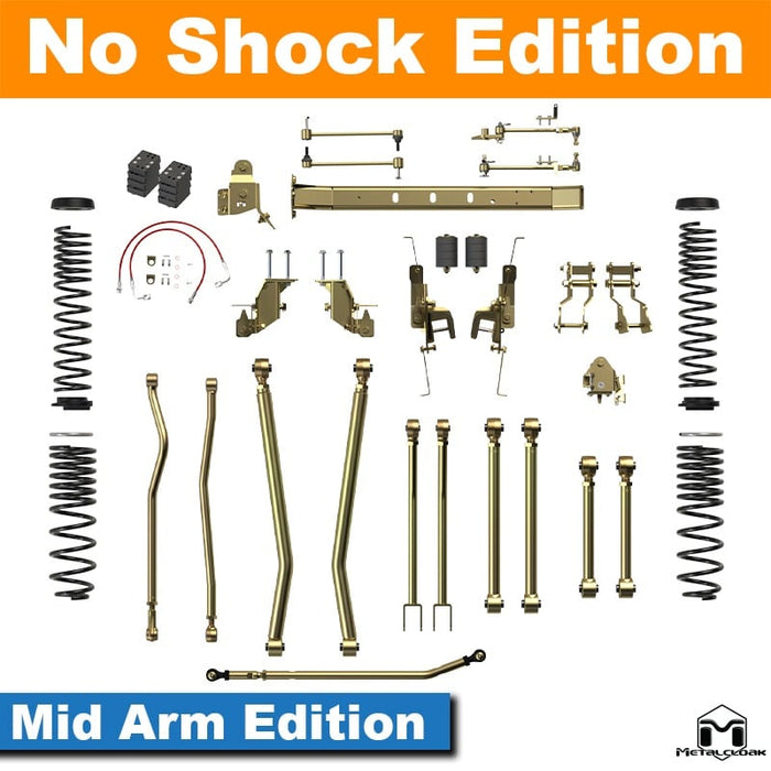 Jeep JT Gladiator Mojave 4.5" 4-Link, Bolt-On Long Arm Suspension & Lift Kit - Rear Control Arm Selection: Rear Bolt On Mid Arms