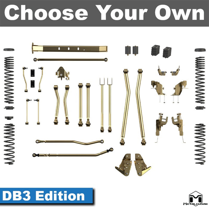 Jeep JL Wrangler 5.5" 4-Link, Bolt-On Long Arm Suspension & Lift Kit, 4-Door - Rear Control Arm Selection: Rear Bolt-On Full Long Arms