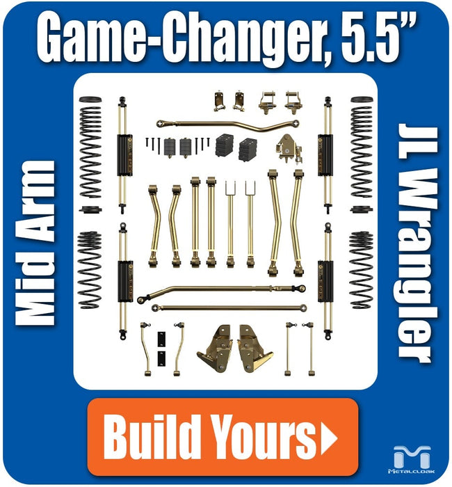 Jeep JL Wrangler 5.5" Game-Changer Suspension & Lift Kit - 2 Door - Front Geometry: Stock Location - Rear Geometry: Stock