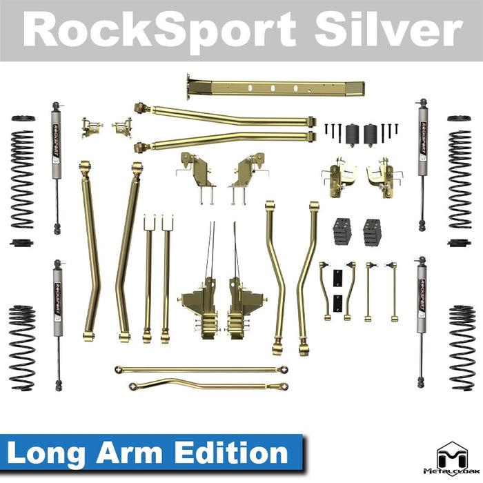 Jeep JL Wrangler 3.5" 4-Link, Bolt-On Long Arm Suspension & Lift Kit, 4-Door - Rear Control Arm Selection: Rear Bolt On Long Arms
