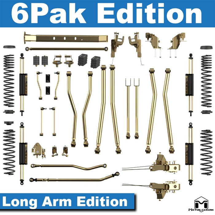 Jeep JL Wrangler 4.5" 4-Link, Bolt-On Long Arm Suspension & Lift Kit, 4-Door - Rear Control Arm Selection: Rear Bolt-On Full Long Arms