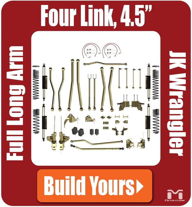 Jeep JK Wrangler 4.5" 4-Link, Bolt-On Long Arm Suspension & Lift Kit - 4 Door Unlimited