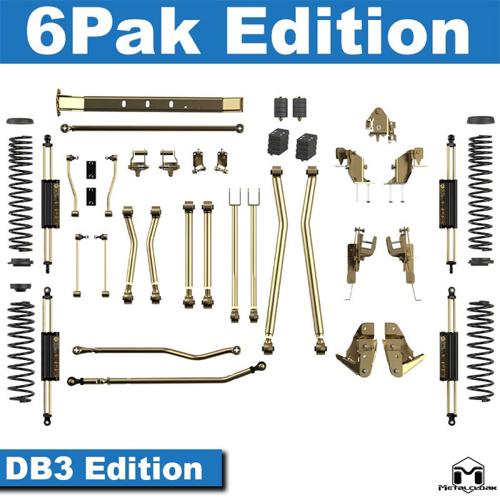 Jeep JL Wrangler 5.5" 4-Link, Bolt-On Long Arm Suspension & Lift Kit, 4-Door - Rear Control Arm Selection: Rear Bolt-On Full Long Arms