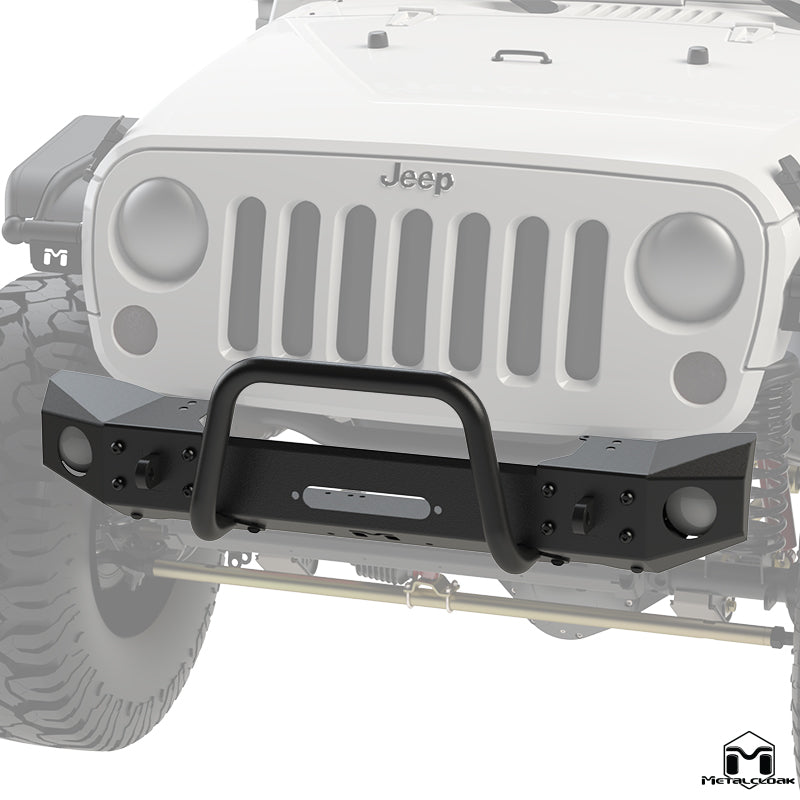 JK Wrangler Frame-Built Front Bumper #1501 – 49" Light Caps & Winch Guard