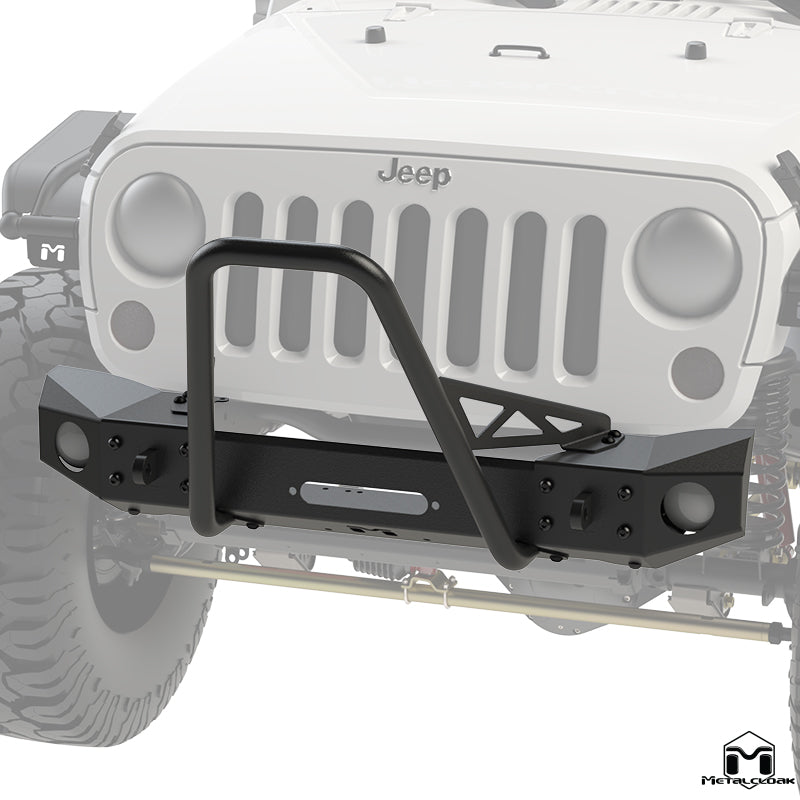 JK Wrangler Frame-Built Front Bumper #1502 – 49" Light Caps & Mid Stinger