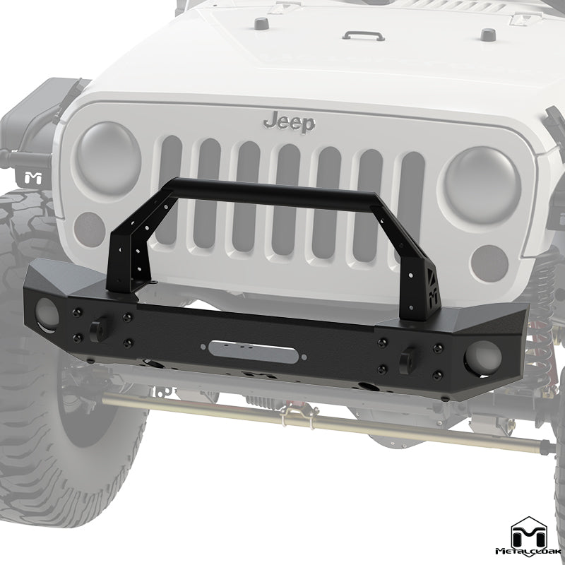JK Wrangler Frame-Built Front Bumper #1504 – 49" Light Caps & Bull Bar