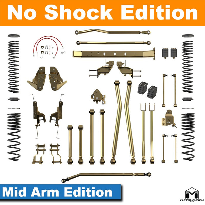 Jeep JT Gladiator 4.5" 4-Link, Bolt-On Long Arm Suspension & Lift Kit - Rear Control Arm Selection: Rear Bolt On Long Arms - Crossmember Style: Crossmember, 2 Bolt Hole Pattern
